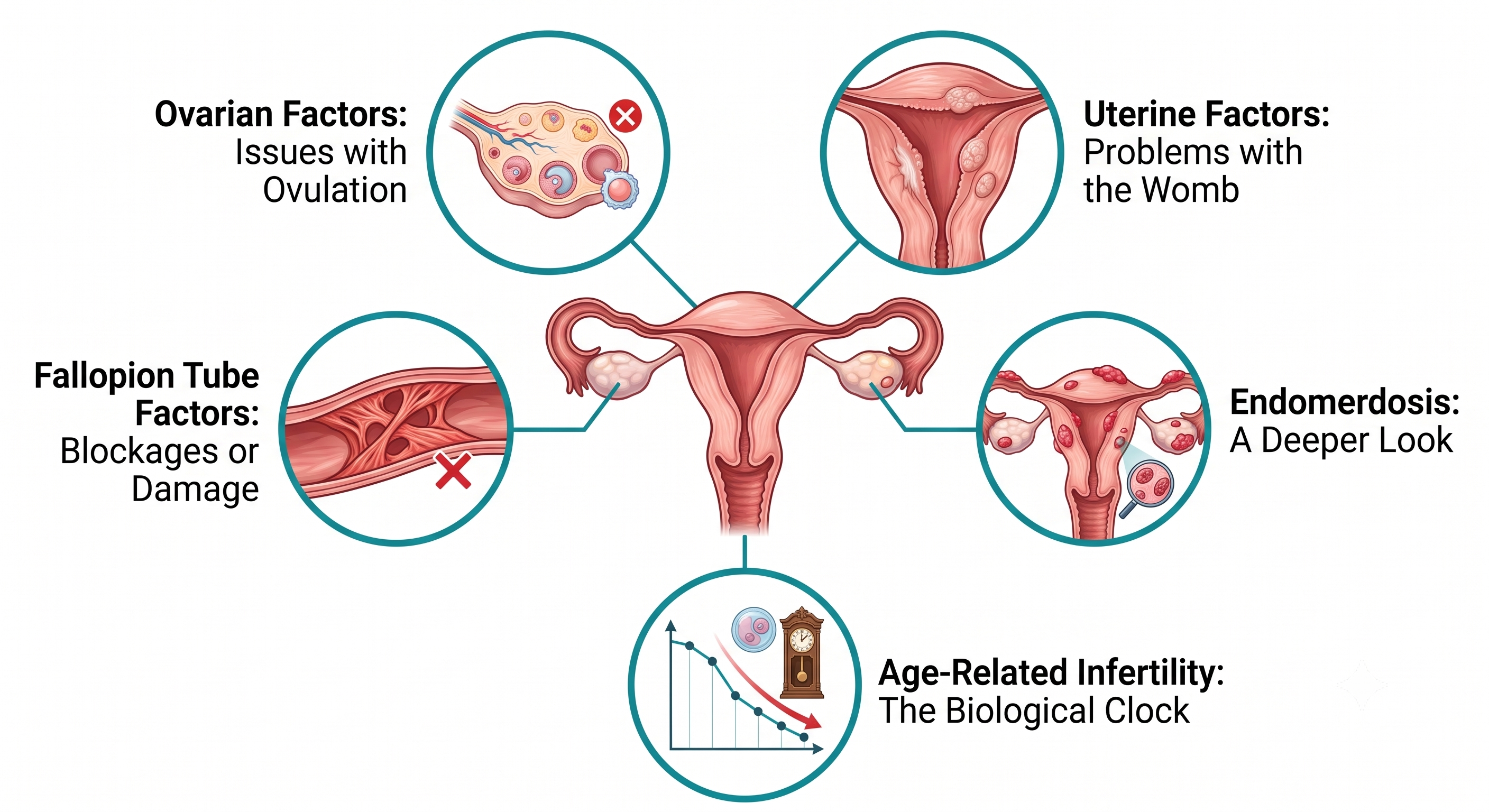 Primary Causes of Female Infertility: Tubal Blockage, Endometriosis, PCOS, and Uterine Factors